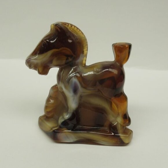 Imperial Caramal Slag Glass PONY STALLION 4 Inch Figurine, Original Label - Picture 2 of 5